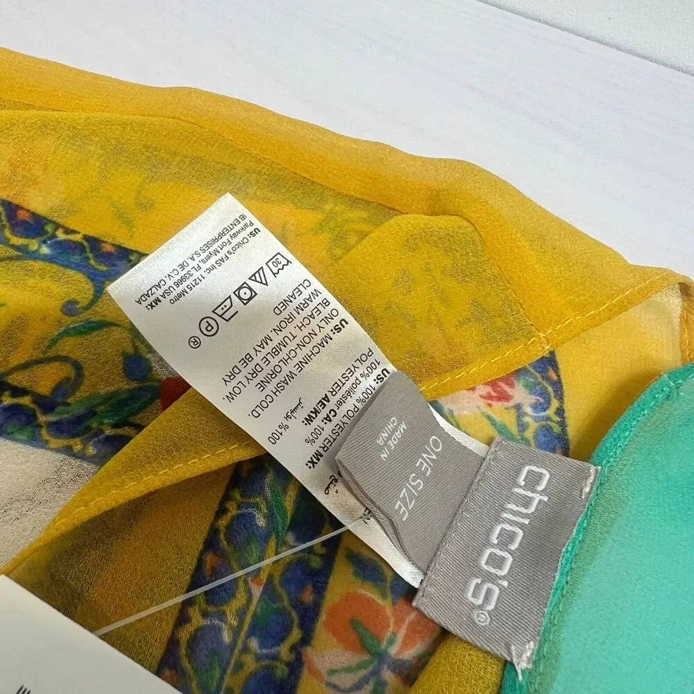 Chico's Botanical 100% Polyester Ruana Wrap Shawl Multicolor One‎ Size NWT